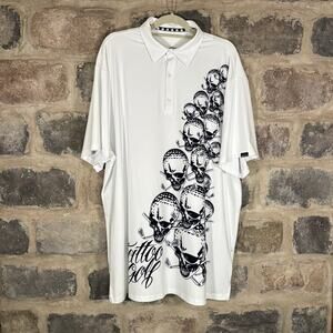 Tattoo Golf OB Performance‎ Cool-Stretch Shirt Men's 3X White Black Skulls